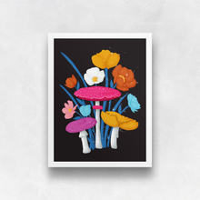 Load image into Gallery viewer, Mushrooms and Blooms 2.0 Art Print - Purple, Pink, Yellow | Artwork by Rese