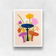 Load image into Gallery viewer, Mushrooms and Blooms 2.0 Art Print - Pink, Navy, Orange | Artwork by Rese
