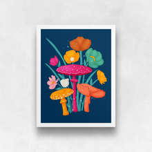 Load image into Gallery viewer, Mushrooms and Blooms 2.0 Art Print - Yellow, Pink, Orange | Artwork by Rese