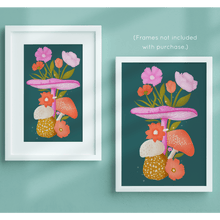 Load image into Gallery viewer, Mushrooms and Blooms Art Print | Artwork by Rese
