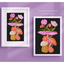 Load image into Gallery viewer, Mushrooms and Blooms III Art Print | Artwork by Rese