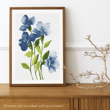 Load image into Gallery viewer, Loose Watercolor Flower Sketch Art Print - Blue Neutral (Exclusive Print!) | Artwork by Rese