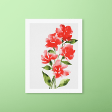 Load image into Gallery viewer, Bold Watercolor Blooms Art Print - Red | Artwork by Rese