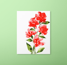Load image into Gallery viewer, Bold Watercolor Blooms Art Print - Red | Artwork by Rese