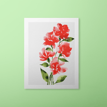 Load image into Gallery viewer, Bold Watercolor Blooms Art Print - Red | Artwork by Rese