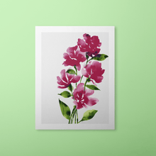 Load image into Gallery viewer, Bold Watercolor Blooms Art Print - Reddish Purple | Artwork by Rese