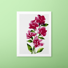 Load image into Gallery viewer, Bold Watercolor Blooms Art Print - Reddish Purple | Artwork by Rese