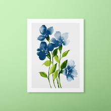 Load image into Gallery viewer, Loose Watercolor Flower Sketch Art Print - Blue Neutral (Exclusive Print!) | Artwork by Rese