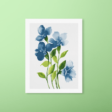 Load image into Gallery viewer, Loose Watercolor Flower Sketch Art Print - Blue Neutral (Exclusive Print!) | Artwork by Rese