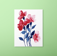 Load image into Gallery viewer, Loose Watercolor Flower Sketch Art Print - Red with Blue Stems | Artwork by Rese