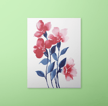 Load image into Gallery viewer, Loose Watercolor Flower Sketch Art Print - Red with Blue Stems | Artwork by Rese