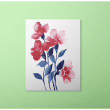 Load image into Gallery viewer, Loose Watercolor Flower Sketch Art Print - Red with Blue Stems | Artwork by Rese