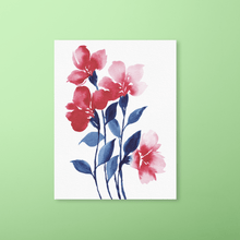 Load image into Gallery viewer, Loose Watercolor Flower Sketch Art Print - Red with Blue Stems | Artwork by Rese