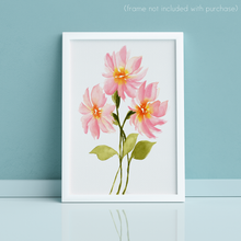 Load image into Gallery viewer, Pink Watercolor Flower Trio Art Print | Artwork by Rese