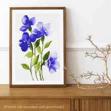 Load image into Gallery viewer, Loose Watercolor Flower Sketch Art Print - Purple II | Artwork by Rese
