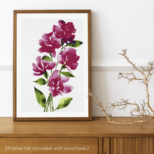 Load image into Gallery viewer, Bold Watercolor Blooms Art Print - Reddish Purple | Artwork by Rese