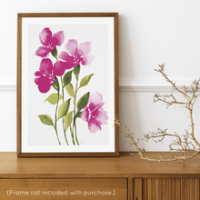 Load image into Gallery viewer, Loose Watercolor Flower Sketch Art Print - Soft Pink | Artwork by Rese