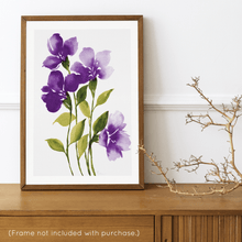 Load image into Gallery viewer, Loose Watercolor Flower Sketch Art Print - True Purple | Artwork by Rese