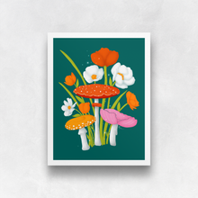 Load image into Gallery viewer, Mushrooms and Blooms 2.0 Art Print - Yellow, Red-Orange, Pink | Artwork by Rese
