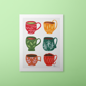 Fall Gouache Teacups Art Print | Artwork by Rese