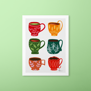 Fall Gouache Teacups Art Print | Artwork by Rese