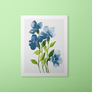 Loose Watercolor Flower Sketch Art Print - Blue Neutral (Exclusive Print!) | Artwork by Rese