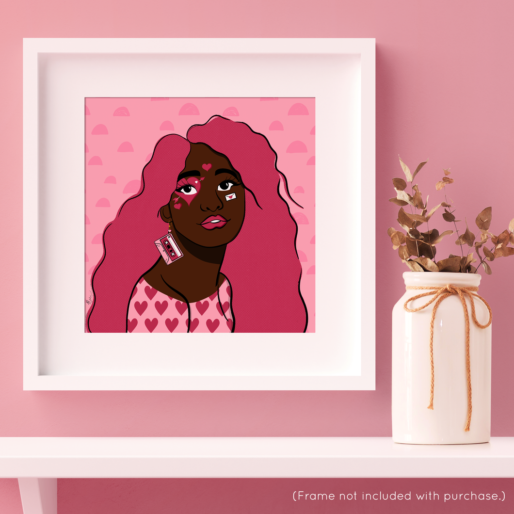Valentine Girl #1 (Half-Circle Version) Portrait Art Print (Exclusive Print!) | Artwork by Rese