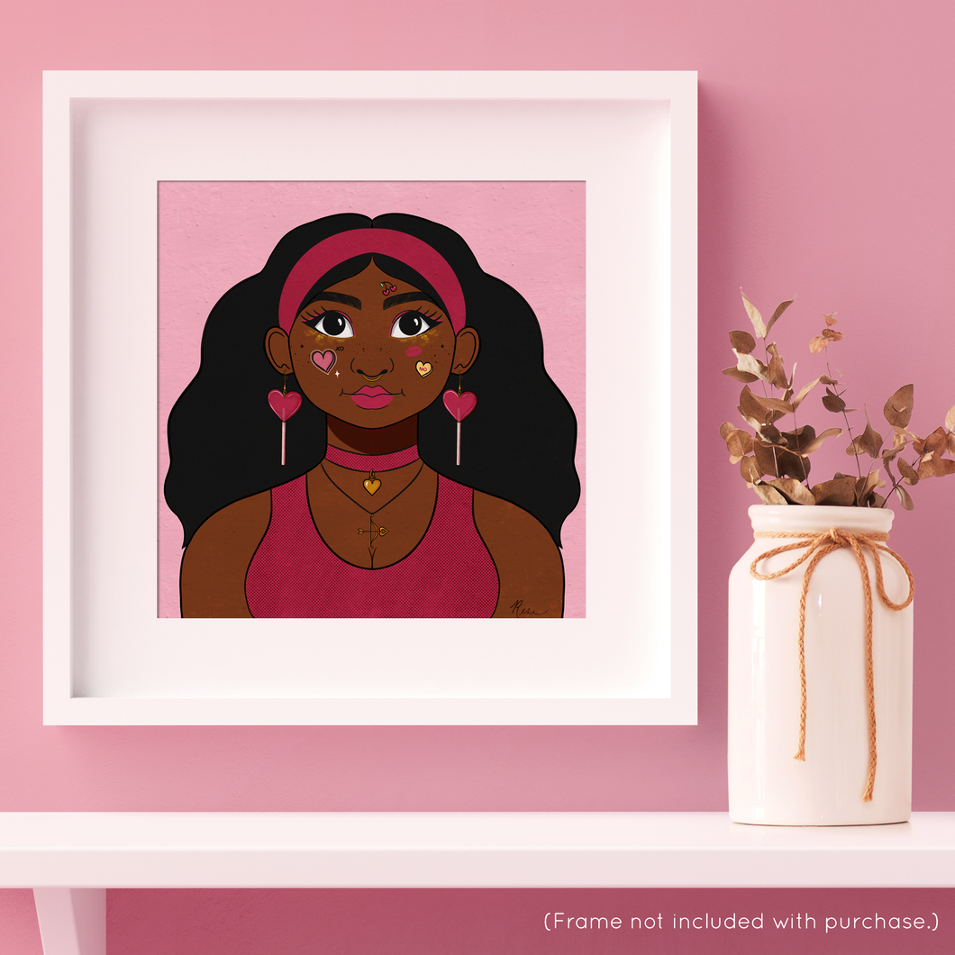 Valentine Girl #2 Portrait Art Print | Artwork by Rese