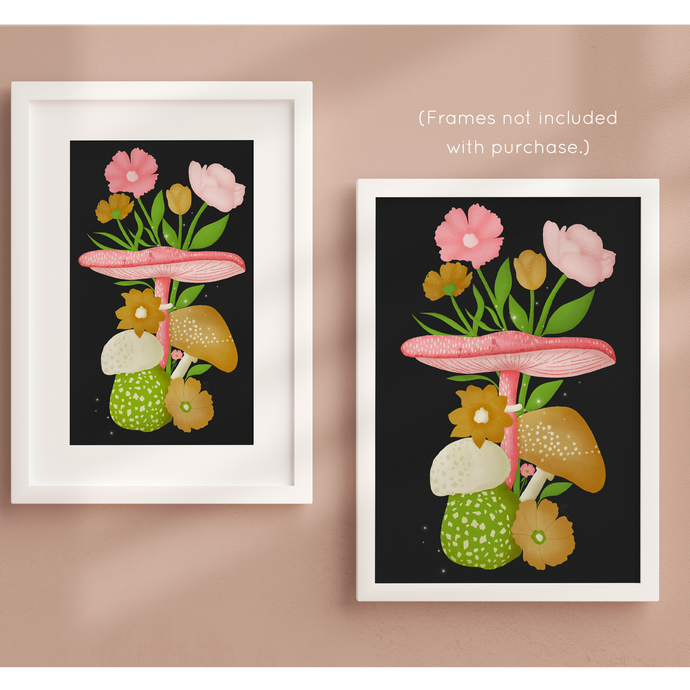 Mushrooms and Blooms VIII Art Print (Exclusive Print!) | Artwork by Rese