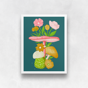 Mushrooms and Blooms VII Art Print | Artwork by Rese