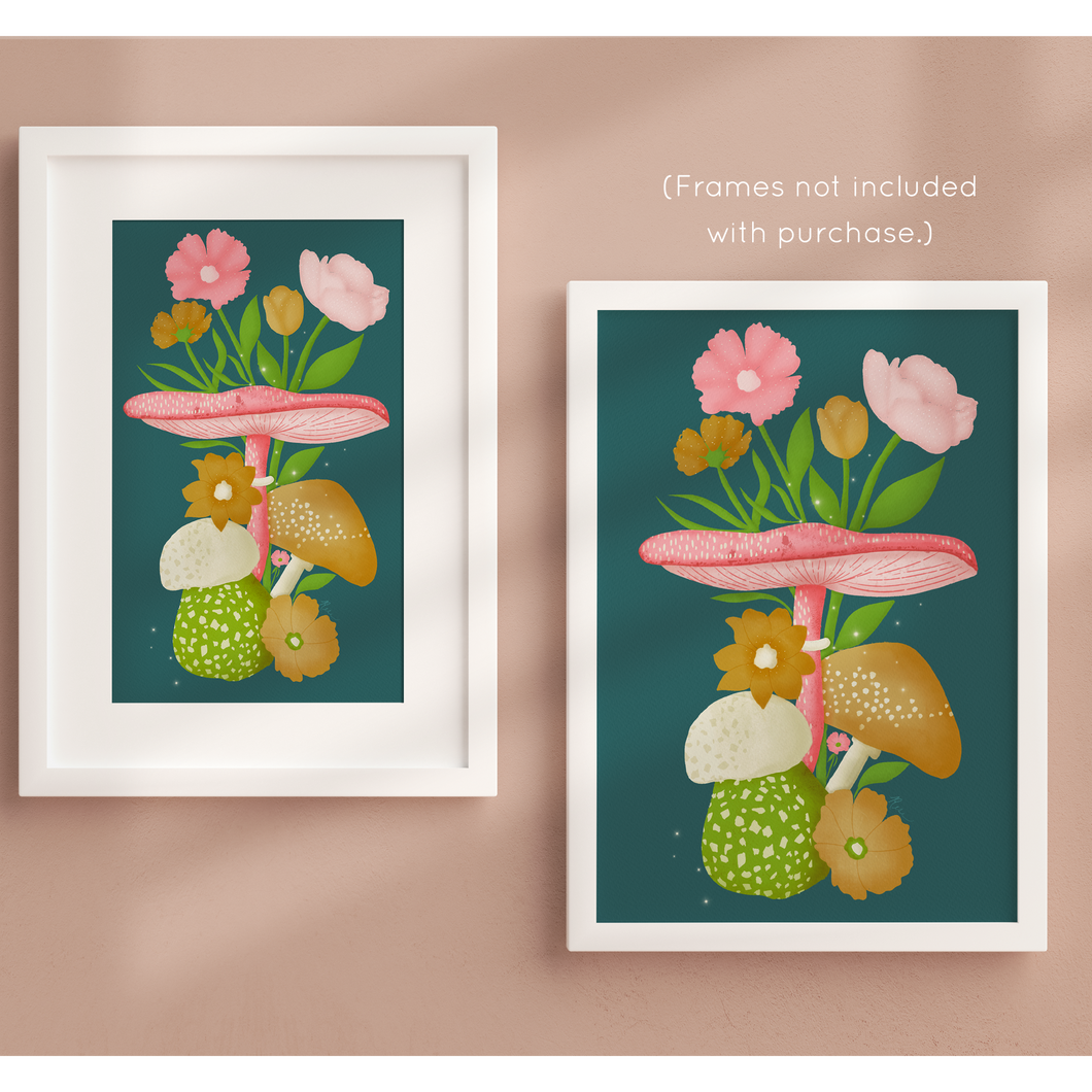 Mushrooms and Blooms VII Art Print | Artwork by Rese