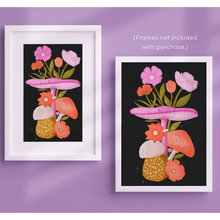 Load image into Gallery viewer, Mushrooms and Blooms III Art Print | Artwork by Rese
