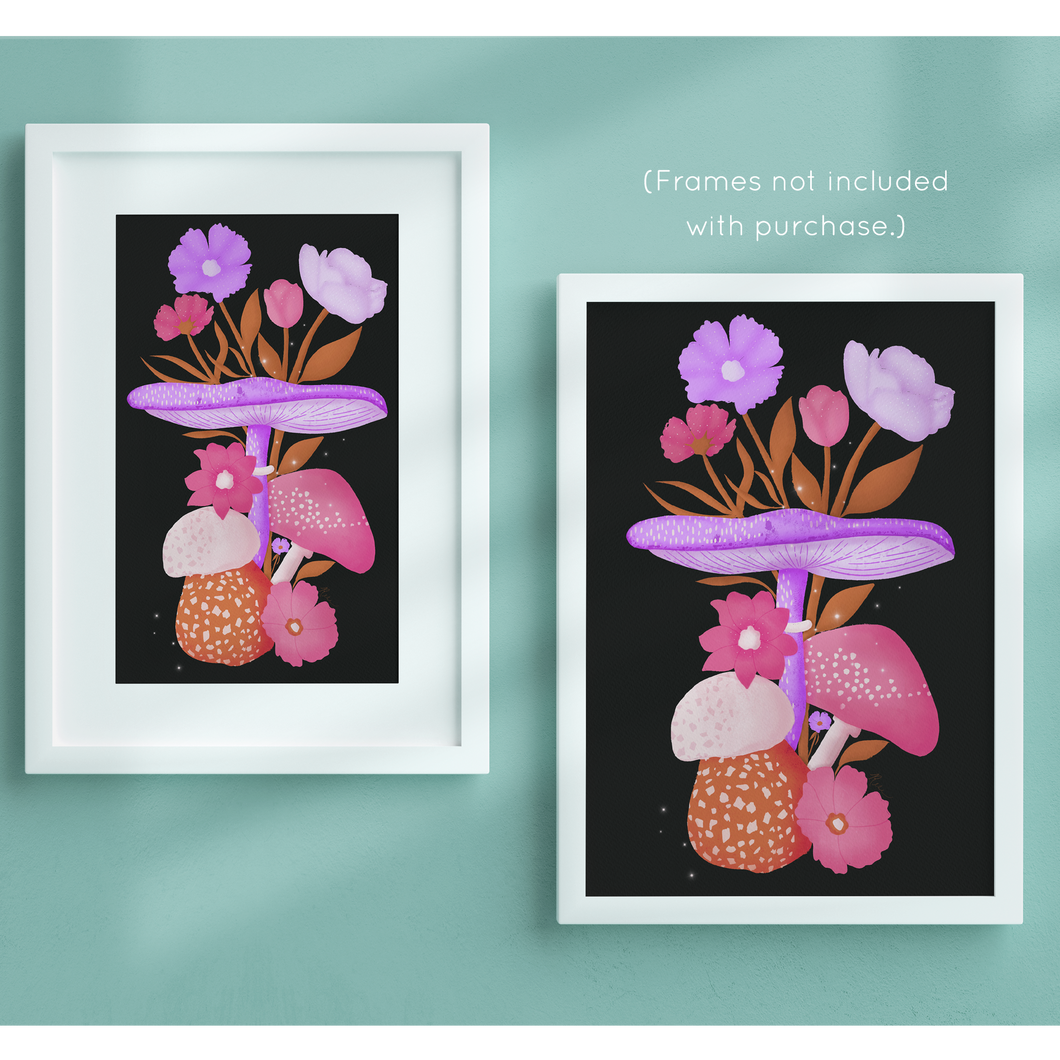Mushrooms and Blooms IV Art Print | Artwork by Rese