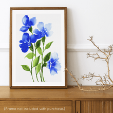 Load image into Gallery viewer, Loose Watercolor Flower Sketch Art Print - Blue | Artwork by Rese
