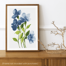 Load image into Gallery viewer, Loose Watercolor Flower Sketch Art Print - Blue Neutral (Exclusive Print!) | Artwork by Rese
