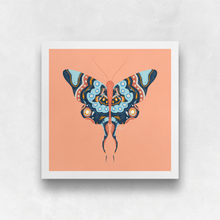 Load image into Gallery viewer, Blue and Peach Moth Art Print | Artwork by Rese
