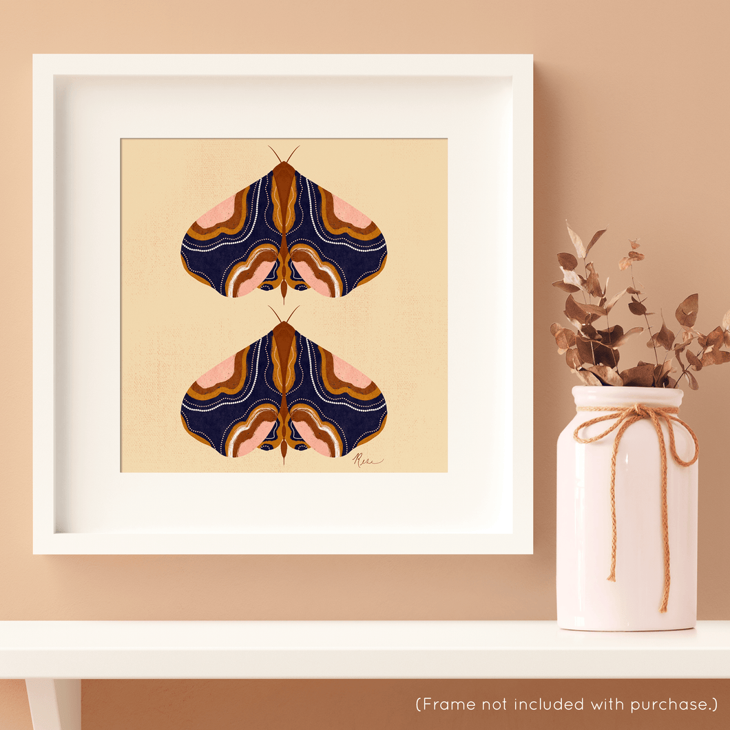 Boho Moth II - Blue Art Print (Exclusive Print!) | Artwork by Rese