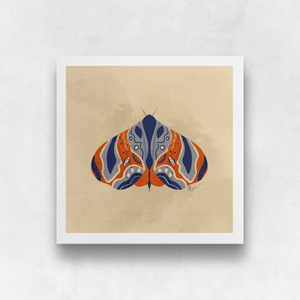 Moth - Blue and Orange Art Print | Artwork by Rese