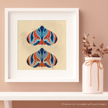 Load image into Gallery viewer, Moth - Blue, Orange, Red Art Print (Exclusive Print!) | Artwork by Rese
