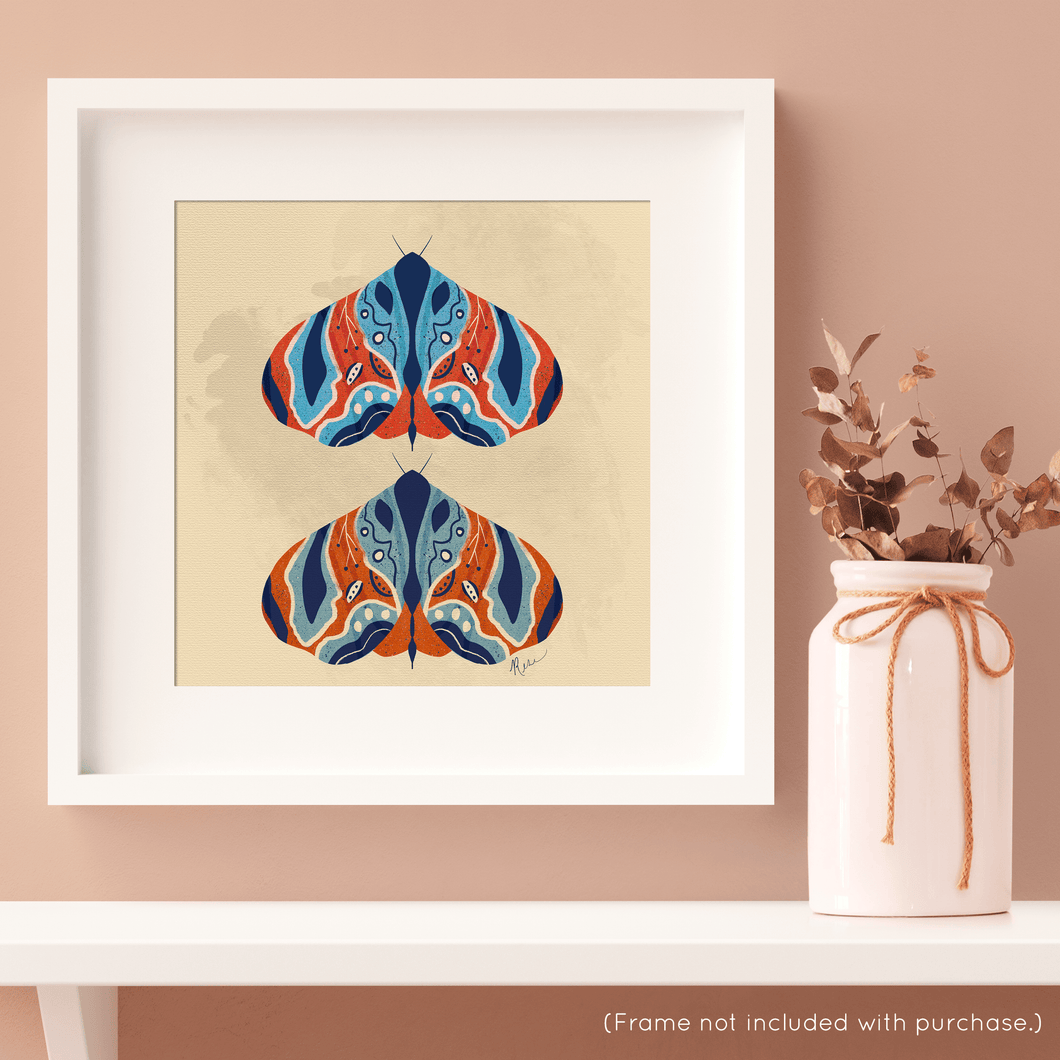 Moth - Blue, Orange, Red Art Print (Exclusive Print!) | Artwork by Rese