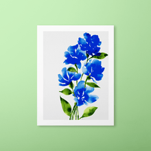 Load image into Gallery viewer, Bold Watercolor Blooms Art Print - Blue | Artwork by Rese
