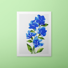 Load image into Gallery viewer, Bold Watercolor Blooms Art Print - Blue | Artwork by Rese
