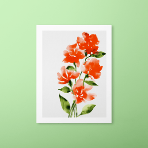Bold Watercolor Blooms Art Print - Orange | Artwork by Rese