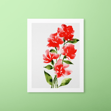 Load image into Gallery viewer, Bold Watercolor Blooms Art Print - Red | Artwork by Rese
