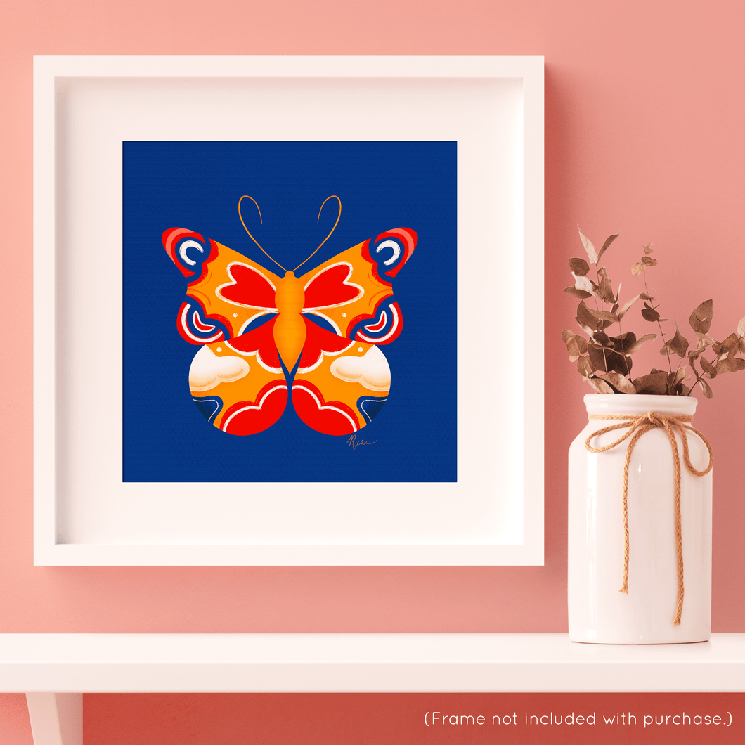 Butterfly - Orange, Red, Blue Art Print (Exclusive Print!) | Artwork by Rese