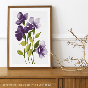 Loose Watercolor Flower Sketch Art Print - Dark Purple | Artwork by Rese