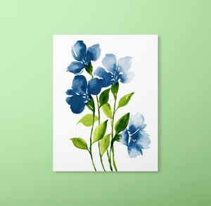 Loose Watercolor Flower Sketch Art Print - Blue Neutral (Exclusive Print!) | Artwork by Rese