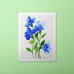 Loose Watercolor Flower Sketch Art Print - Blue | Artwork by Rese