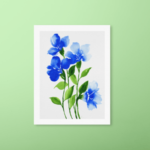 Loose Watercolor Flower Sketch Art Print - Blue | Artwork by Rese