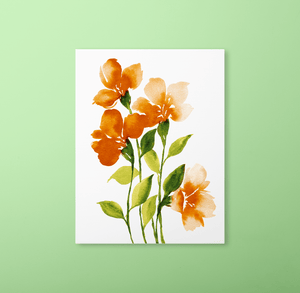 Loose Watercolor Flower Sketch Art Print - Orange | Artwork by Rese